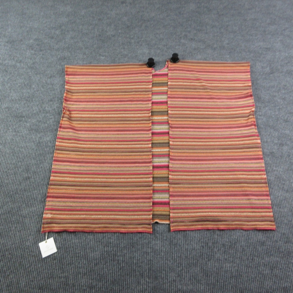 STYLINÉ Vest Womens One Size Pink Striped Open-Knit Crochet Lightweight NWT